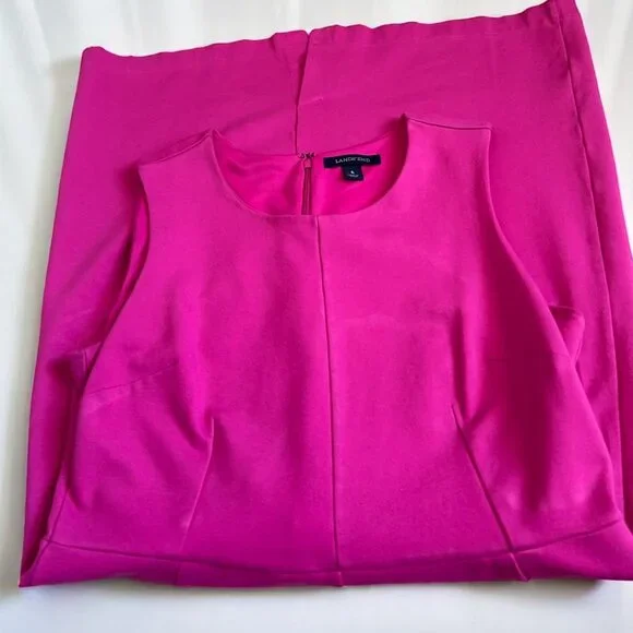 Land's End Hot Pink Crew Neck Sleeveless Sheath Dress Size 6 - Picture 7 of 7